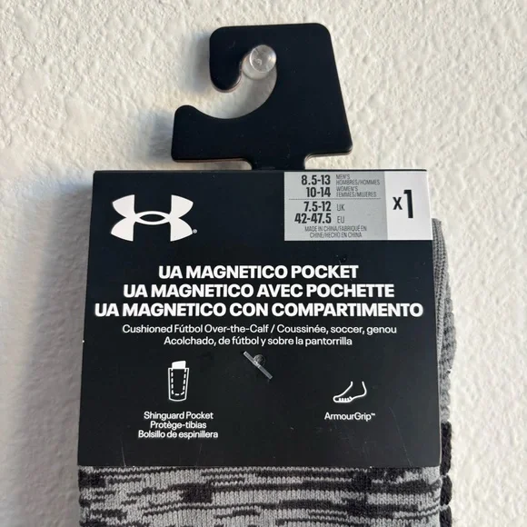 NWT Under Armour Magnetico Pocket Gray and Yellow Over the Calf Athletic Socks L - Picture 4 of 5